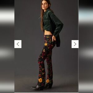 Pilcro Midrise Velvet Floral Skinny Jeans